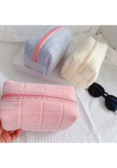 Aubyhe Beyaz Yastık Desenli Portatif Makyaj Çantası - Ins Stilinde Geniş Hacimli, Günlük Kullanım İçin Pratik Saklama Çözümü Çok Renkli