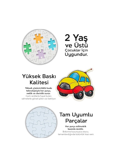 13 Parça Taşıt Figürlü Puzzle Seti - Araba Gemi Uçak Helikopter Şekilli 2-3 Yaş Eğitici Yapboz