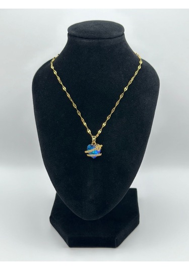 Arnes Jewelry Çelik Zirkon Taşlı Kalpli Kolye Ar482nes Gold