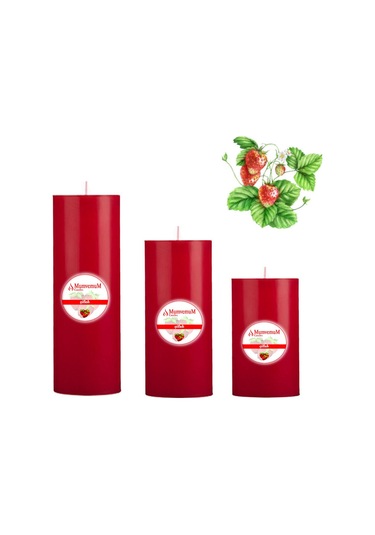 Big Çilek Kokulu Set Mum Çap 7 Cm Kırmızı