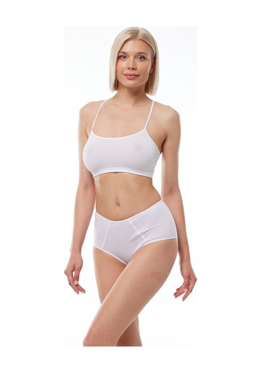 Malabadi Kadın Beyaz 2 Li Paket Pamuk Elastan Sabrina Yüksek Bel Slip Külot 114 Beyaz