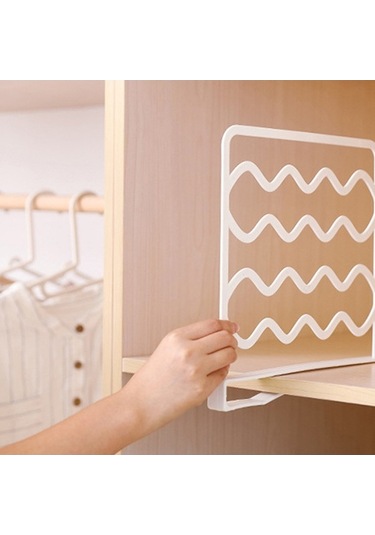 Fortunelane Beyaz Pprahat Kurulumlu Dolap Bölücü Raf - Çanta, Kazak Düzenleyici 1 Adet Beyaz Beyaz