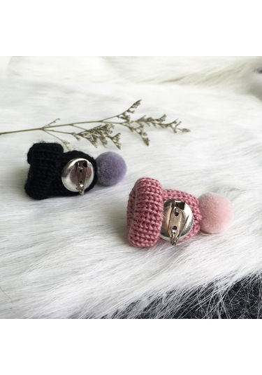 Sones 12 Adet Sevimli Mini Örgü Tüy Yumağı Şapka Broş Kazak Pins Rozet Kahve