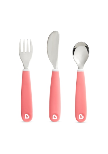 Munchkin Sıçramayı Engelleyici Çocuk Çatal Bıçak Takımı Pembe 18+ Ay Pembe