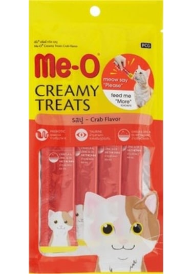 Me-O Creamy Treats Yengeçli Kedi Ödülü 3'lü 4 x 15 G + Tavuklu ve Ciğerli 3'lü 4 x 15 G + Ton Balıklı 3'lü 4 x 15 G + Somonlu 3'lü 4 x 15 G