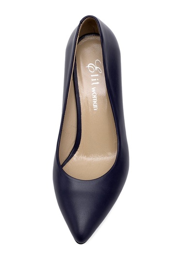 Elit Selestia Kadın Hakiki Deri Stiletto Lacivert Lacivert