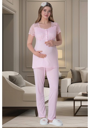 Mecit Pijama Mecit 6009 Pembe Hamile Lohusa Pijama Takımı