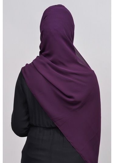 Altobeh Zarif Taşlı Drapeli Hazır Pratik Şifon Kadın Tesettür Şal - Koyu Mürdüm