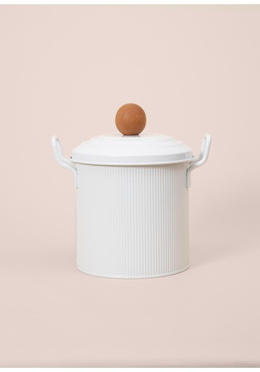 The Mia Stripe Bakliyat Ve Deterjan Saklama Kabı Beyaz