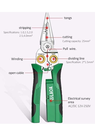 Moly Lenox Elektrik Ölçüm Fonksiyonlu Laoa 8 Arada Tel Sıyırma Pensesi 58106540