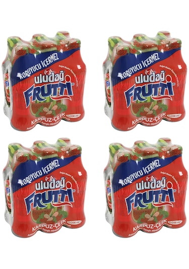 Uludağ Frutti Karpuz Çilek Aromalı Maden Suyu 200 Ml X 24 Adet