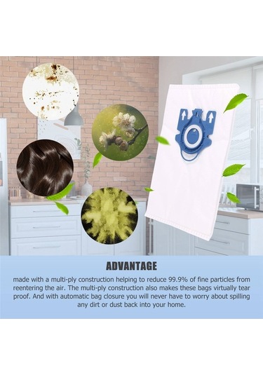 Moly Miele Gn 3d Elektrikli Süpürge Komple C3, S800, S2 İçin 10 Adet Beyaz+mavi Toz Torbası