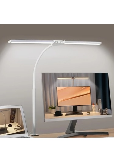 Honeybeeshop Beyaz 2 Baslikli Led Masa Lambasi Klipsi 3 Mod 10 Parlaklik Seviyesi Ayarlanabilir Acı Usb Adaptor Okuma Ogrenme Piyano Monitor Ofis
