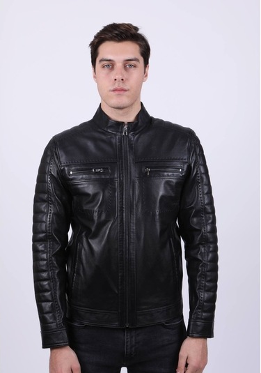 New Zaya Leather Erkek Siyah Hakiki Deri Ceket (466905892) Siyah