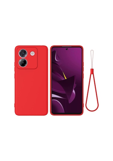 Xiaomi Poco M7 Pro 5g İçin Düz Renk Sıvı Silikon Damlamaz Tam Kapsama Telefon Kılıfı Kırmızı