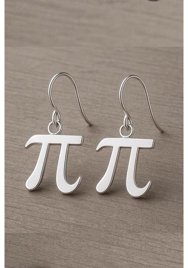 Matematik Severlere Özel Pi Sayısı Sembolü Gümüş Küpe