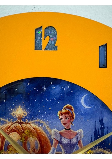 Kişiye Özel İsimli Çocuk Odası Duvar Saati Epoksi Dolgulu 35 Cm Masallar Serisi Turuncu - Mavi