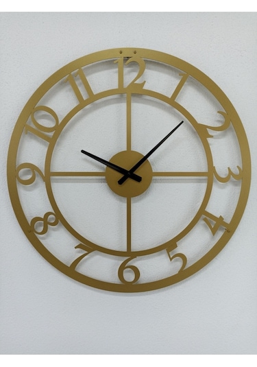 Rakamlı Metal Gold - Altın Duvar Saati 1,5 Mm Kalınlık 60 X 60 Cm Altın