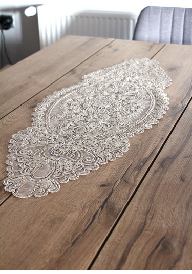 Dantel Kordon Örme Detay Masa Runner Fiskos Örtüsü 100x35 Cm 1007-dantel
