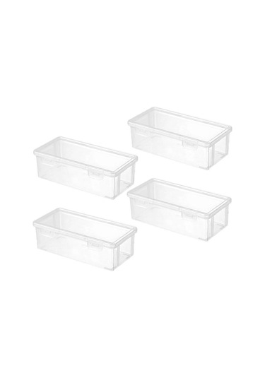 Ganzhoushop 4 Adet Büyük Kapasiteli Şeffaf Plastik Kalem Kutusu, Çıtçıtlı Kapatma, Yığılabilir Kırtasiye Kutusu, Ofis Okul Malzemeleri İçin Sert Kalem Düzenleyici, Şeffaf