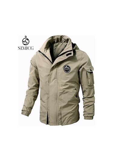 Moda Rahat Kapüşonlu Açık Hava Erkek Ceketi Haki