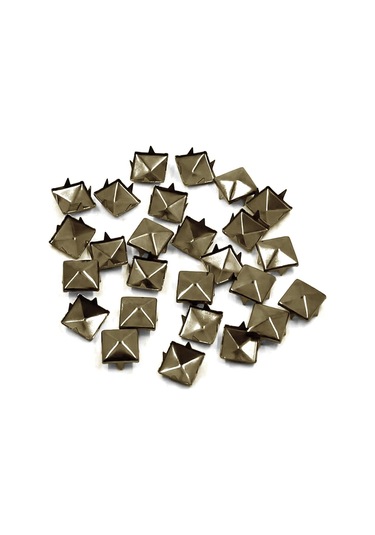 Süs Tırnaklı Antik Renk Çakma Kare Piramit 7 Mm 20 Adet Metal Trok