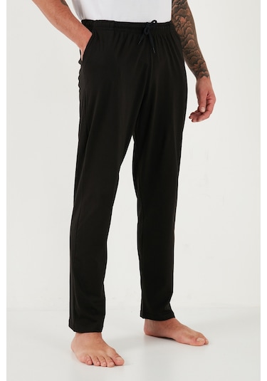 Buratti Pamuklu Regular Fit Normal Bel Düz Paça Cepli Erkek Pijama Altı 6574003 Siyah