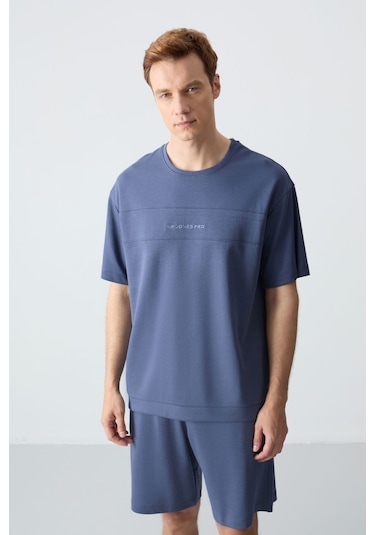 Petrol Pamuklu Kalın Yumuşak Dokulu Oversize Fit Basic Erkek Şort Takım - 85257 Petrol Pamuklu Kalın Yumuşak Dokulu Oversize Fit Basic Erkek Şort Takım - 85257