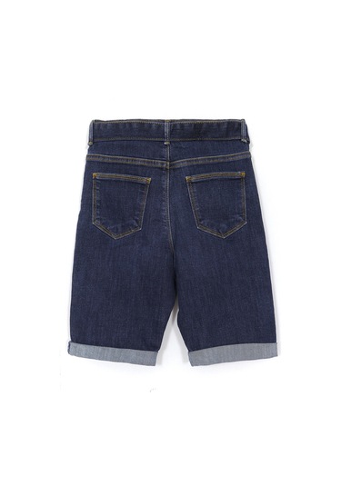 Tokalı Kemer Detaylı Likralı Duble Paça Kız Çocuk Kot Şort Lacivert 1959 Lacivert