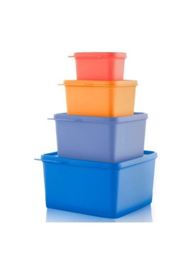 Tupperware Kare Saklama Kabı 4’Lü Çok Amaçlı Kutu Renkli Çok Renkli