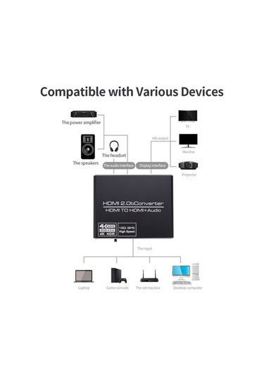 Pazly 4k Ses Çıkarıcı, 5.1 Ses Kanal, Hd Görüntü, Stereo Ses, Dc 5v, Optik Fiber, 3.5mm Arayüz