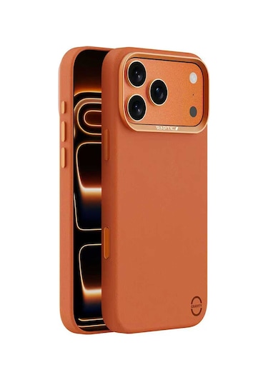 İphone 17 Pro Max Uyumlu Kılıf M-safe Şarj Özellikli Polimerik Deri Urban Nano Kapak Turuncu Turuncu