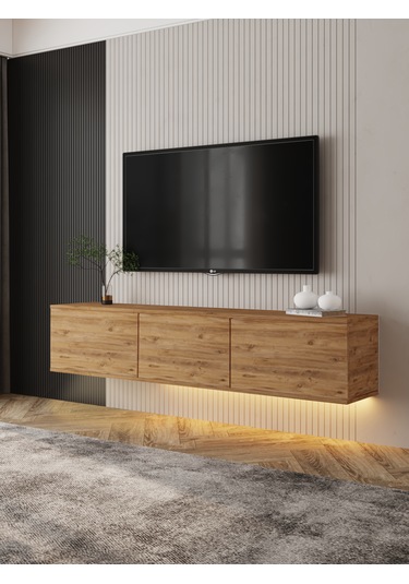 NEON (atlantik çam) IŞIKLI DUVARA MONTE TV ÜNİTESİ