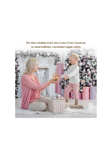 Ulzyvf Ahşap Döner Salıncak Müzik Kutusu - Noel Hediyesi Ahşap Rengi, Mutlu Bir Noel Dileriz Ahşap Rengi