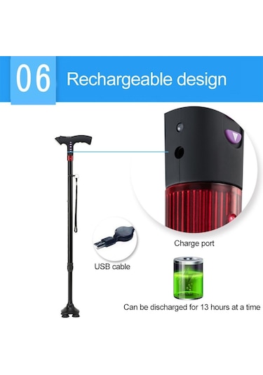 Ayarlanabilir Led Aydınatmalı Çok Fonksiyonlu Yürüyüş Batonu Çok Renkli