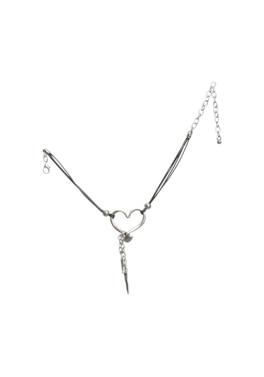 Labalaba Kadın Antik Gümüş Kaplama İp Kordonlu Kalp Halhal G - Gümüş