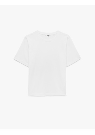 Koton Regular Fit Pamuklu Kısa Kollu Bisiklet Yaka Basic Tişört Beyaz 6sak60009ek