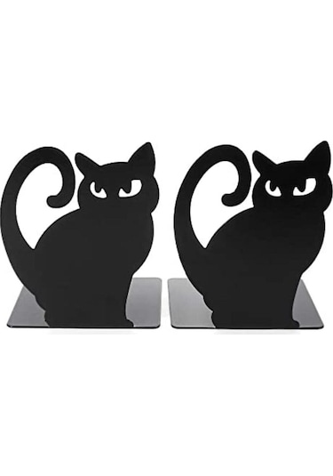 Siyah Kara Kedi Desenli Model Kitap Desteği