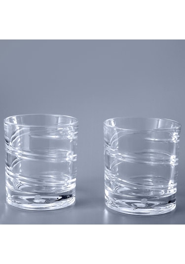 Jumbo Glory Infinite Spin 2'li Çizgili Viski Bardağı 250 Ml Şeffaf