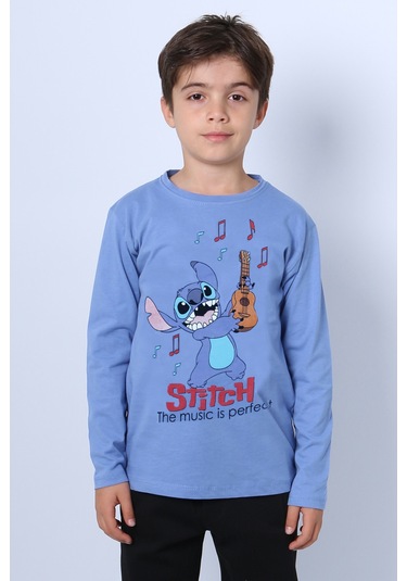 Erkek Çocuk Uzun Kollu Tshirt Karakter Baskılı Bisiklet Yaka E10 İndigo