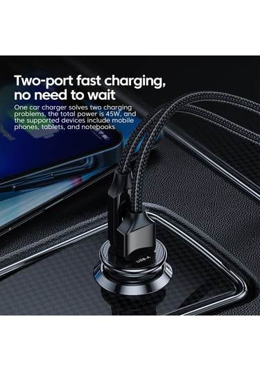 Toocki 45w 5a Araç Şarj Cihazı Tip C Çift Usb Hızlı Araç Şarjı Telefon Adaptörü İphone Uyumlu 13 12 Xiaomi Samsung Arabada Hızlı Şarj