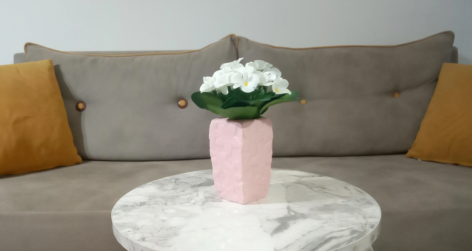 2 Adet Vazo Dahil,vazoda Çiçek,beyaz Yapay Çiçek,vazo Dekoratif Çiçekli Pembe 7x7x17cm Çok Renkli