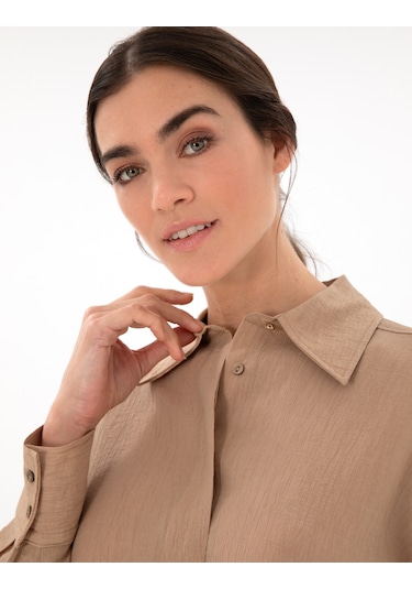 Pierre Cardin Kadın Bej Gömlek Desenli 50306501-vr011 Bej