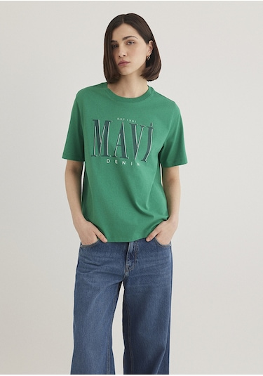 Mavi - Mavi Logo Baskılı Yeşil Tişört 1611990-71877 Yeşil