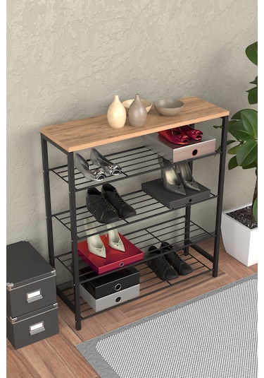 Retodesign 5 Katli Ayakkabilik- Banyo Rafi -çok Amaçli Raf 1890 Siyah - Atlantik Çam