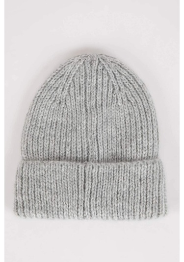 Defacto Kadın Dokuma Etiketli Kışlık Bere R7539az24wngr211 Gri