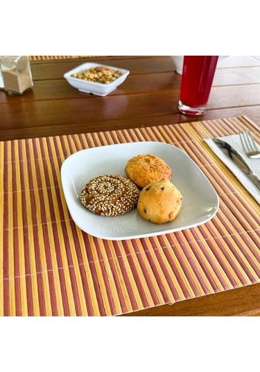 Alezy 592 Göreme Melamin Termostar Kare Servis Tabak 17 Cm Beyaz