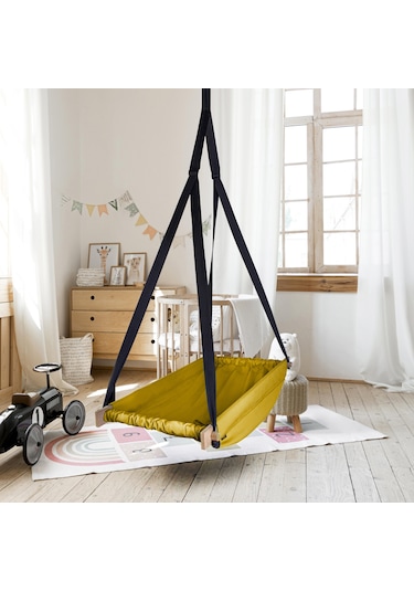 Bundera Flow Sarı Ahşap Yaylı Zıpzıp Hamak Beşik Hoppala