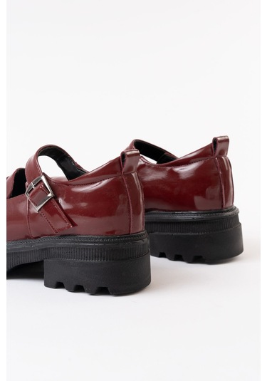 745-771 Bordo Rugan Kadın Günlük Yüksek Tabanlı Loafer Ayakkabı Beyaz