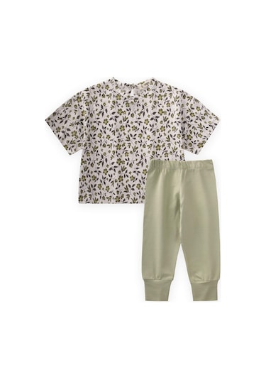 Cigit Desenli T-shırt Takım 1-7 Yaş Ekru Ekru